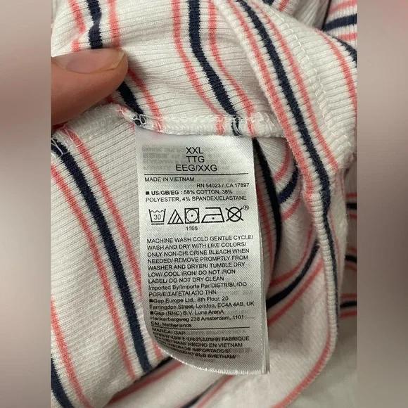 Gap Stripe Henley Puff Sleeve Top Size XXL - Picture 8 of 12